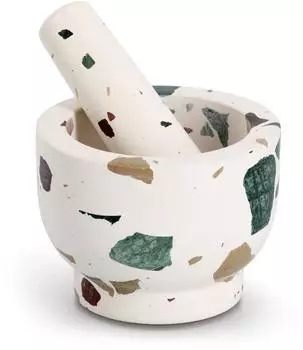 Zeller M&ouml;rser & St&ouml;&szlig;el-Set "Terrazzo" Natur-Granit, bunt, &Oslash;12x9cm (24520)