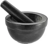 R&Ouml;SLE Granit M&ouml;rser &Oslash; 14 cm mit St&ouml;&szlig;el / schwarz grau; 0.034 l, 14x14x8 cm