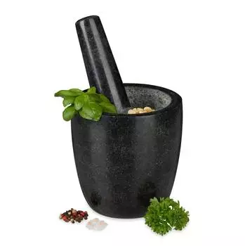 Relaxdays M&ouml;rser mit St&ouml;&szlig;el, Granit, hoch, 500ml, &Oslash; 13cm (10029953)