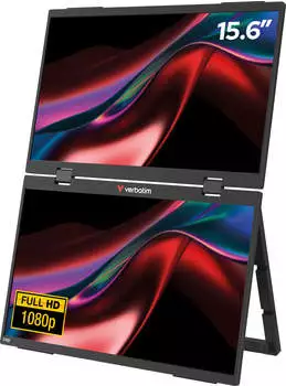 Verbatim Dual Portable Monitor 15,6" FHD Essentials – Verbatim Dual Portable Monitor 15,6" FHD Essentials erweitert Ihren digitalen Arbeitsraum
