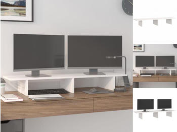 vidaXL Wei&szlig; 100x27x15 Cm Massivholz Kiefer Erh&ouml;hung Bildschirm Tisch Hom
