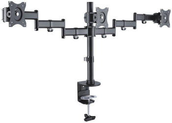 PureMounts PM-OFFICE-03 - Befestigungskit (Stange Tischmontage 2 Gelenkarme 3 VESA-Adapter) - f&uuml;r 3 LCD-Anzeigen - Stahl - Schwarz - Bildschirmgr&ouml;&szlig;e: 33-68.6 cm (13"-27")
