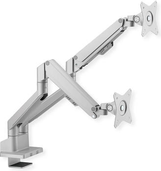 Roline LCD-Doppelarm Tischmontage Gasfeder 5 Gelenke (Tisch 32") Monitor Halterung Silber
