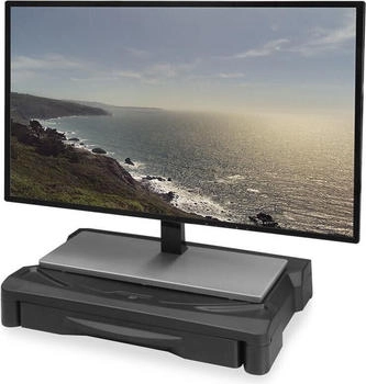 A.C.T. Monitor stand extra wide with drawer up to 10kg adjustable height black Monitor Erhöhung Schwarz