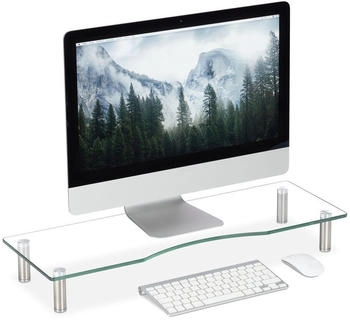 Relaxdays 10027844-536 Glas/Metall Breite: 70 cm f&uuml;r 2 Monitore