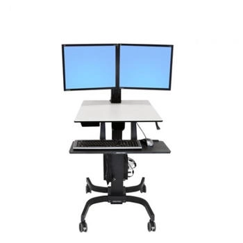 Ergotron Workfit-C Sitz und Steh Rollwagen f&uuml;r Dual Monitore