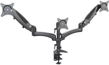 K & M K&M 23878 Bildschirm-Dreifachhalter - F&uuml;r 3 Monitore bis 24 Zoll - mit Kabelf&uuml;hrung und B&uuml;ro-Schreibtisch-Klemme