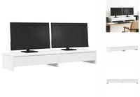 vidaXL Monitorst&auml;nder mit Schubladen Wei&szlig; 100 x 27 x 15 cm Holzwerkstoff