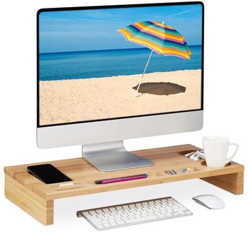 Relaxdays Bambus Bildschirmerhöhung Büro Organizer Monitor