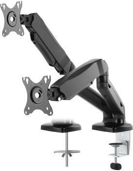 Deltaco ARM-1300 - Gasbetriebene Monitorhalterung Tischmontierung Geeignet für 2 Bildschirme von 13 bis 27 Zoll - Schwarz