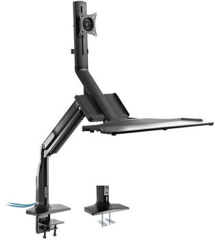 InLine Workstation-Tischhalterung mit Lifter und USB 3.0 beweglich f&uuml;r Tastatu