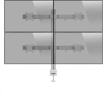 MonLines MTH012 2+2 Monitorhalterung für 4 Monitore bis 32Zoll silber (Tisch 32") Monitor Halterung