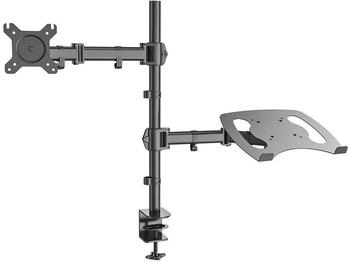 HFTEK HF282LM - Monitor Halter Tischhalterung für Bildschirme von 13 bis 27 Zoll mit VESA 75/100 - vollbeweglich - höhenverstellbar + Halterung für Laptop - Notebook - Tablet - iPad