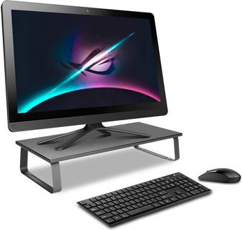 Techly Universal Desk Stand in Steel Monitor Erhöhung Schwarz
