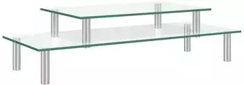 vidaXL Monitorständer 2-stufig, transparentes Glas