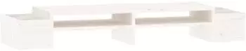 vidaXL Monitorst&auml;nder Kiefernholz massiv, wei&szlig;, 100x27,5x15cm (813970)