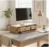 Relaxdays Monitorständer 2 Schubladen, Holzoptik, hellbraun