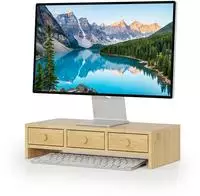 Relaxdays Monitorst&auml;nder, 3 Schubladen, Hxbxt: 12,5 X 51 X 24 Cm, Mdf,
