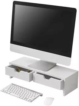 en.casa M&auml;ntt&auml; Monitorst&auml;nder 2 Schubladen, wei&szlig;, 50x18x13cm