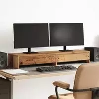 vidaXL Monitorst&auml;nder mit Schubladen Altholz-Optik 100x27x15 cm