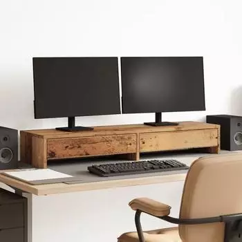 vidaXL Monitorst&auml;nder mit Schubladen Altholz-Optik 100x27x15cm (854677)