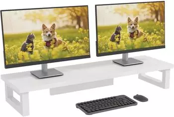 LuxusKollektion Monitorerhöhung für 2 Monitore, weiß, 91x26x12,5cm