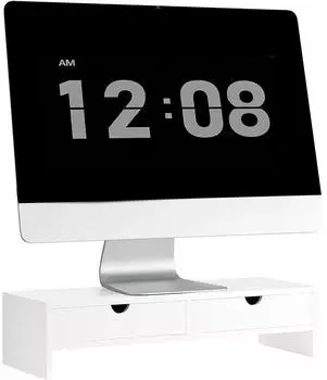 SoBuy Monitorst&auml;nder mit 2 Schubladen, wei&szlig;, 47x11x18cm (BBF02-W)