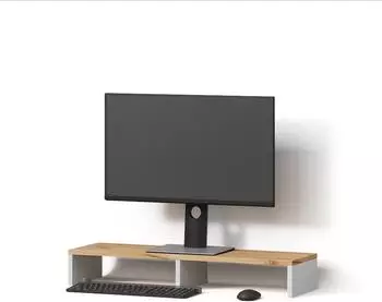 Livinity Lorena Monitorst&auml;nder wei&szlig;/Goldkraft Eiche 80x12cm (800001201965)