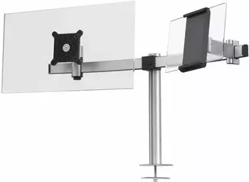 DURABLE Monitor Halterung für 1 Monitor und 1 Tablet, Tischdurchführung