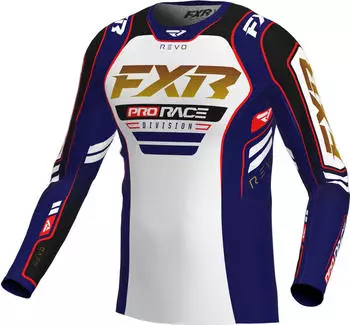 FXR Revo Alpha Motocross Jersey weiß/dunkelblau/gold