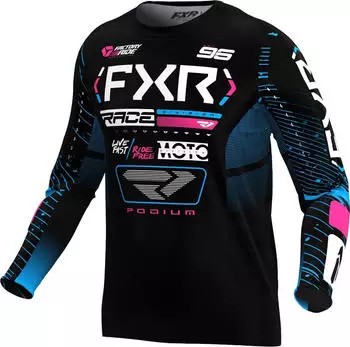FXR Podium 2025 Motocross Jersey schwarz/pink/blau