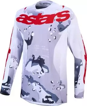 Alpinestars Racer Air Lone Long Sleeve Jersey (3761027-9346) grey camo/weiß/feuerrot