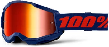 100% Strata 2 Crossbrille Navy-Rot mit roter Spiegelglas (50028-00021)