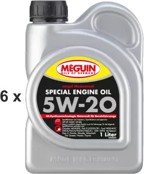 Meguin Special Engine Oil SAE 5W 20 6x 1 Liter Flasche