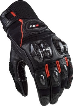 LS2 Spark II Leder perforierter Handschuhe schwarz/rot