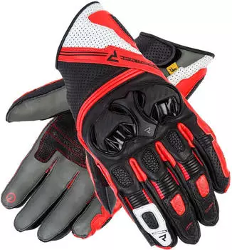 Rebelhorn ST Kurze Leder Motorradhandschuhe (RH-GLV-ST-SH) black/grey/fluo red