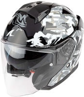 Shark HE3810-KWQ-S, Shark Skwal Jet Pranz Open Face Helmet Schwarz S Black / White /