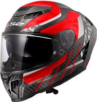 LS2 168075232S, LS2 FF807 Dragon Trax Carbon Helm Weiss Carbon Rot male