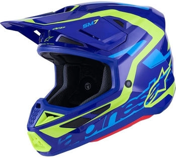 Alpinestars S-M7 Deed Helmet ECE06 Blue Yellow Fluo Glossy Size: XL