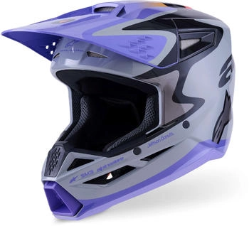 Alpinestars SM3 Jettson Youth MX Helmet Grey/Purple/BlackL Grey urple lack