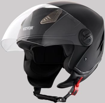 VEVOR 3/4-Face Smart Street ABS & High Density Helmet with Bluetooth Slot & Interchangeable Lens ECE Approved Comfortable Fit for Youth & Adults （59-60cm)