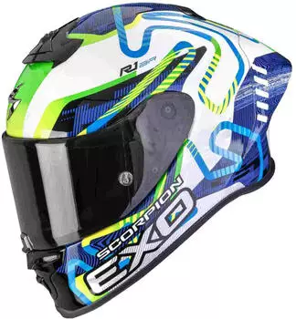 Scorpion Exo-R1 Evo II Air Cornering schwarz/weiss/gr&uuml;n/blau