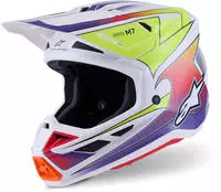 Alpinestars Motocross-Helm S-M7 2XL Fuse - Wei&szlig;/Flo Gelb/Lila Glossy