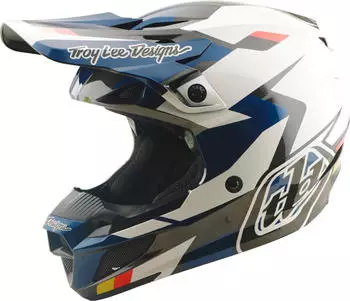 Troy Lee Designs SE5 Polycarbonate MIPS Roamer Motocross Helm weiss-t&uuml;rkis-blau