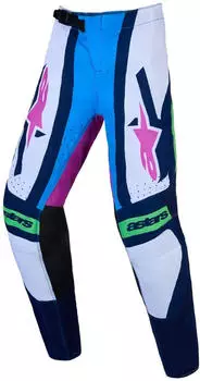Alpinestars Supertech Jugend Motocross Hose (3740327-2093) weiß/dunkelblau/blau/neon-grün