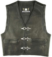 Bores Sunride 1 Rinder Lederweste, Innenliegende Taschen, Schwarz, Gr&ouml;&szlig;e 5XL