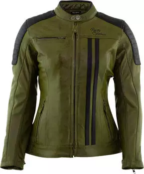 Rusty Stitches Alice Lederjacke Damen Dunkelgrün/Schwarz