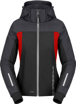 Spidi Hoodie II Textiljacke H2Out Damen Schwarz/Dunkelgrau/Neon-Rot