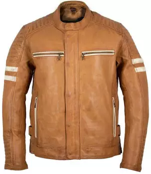 MDM Dance Biker Motorrad Lederjacke mit Protektoren Vintage Look (MDM1080) braun