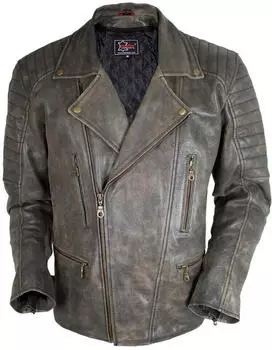 MDM Dance Retro Motorrad Lederjacke 80's Oldschool Used Look (MDM1037) braun